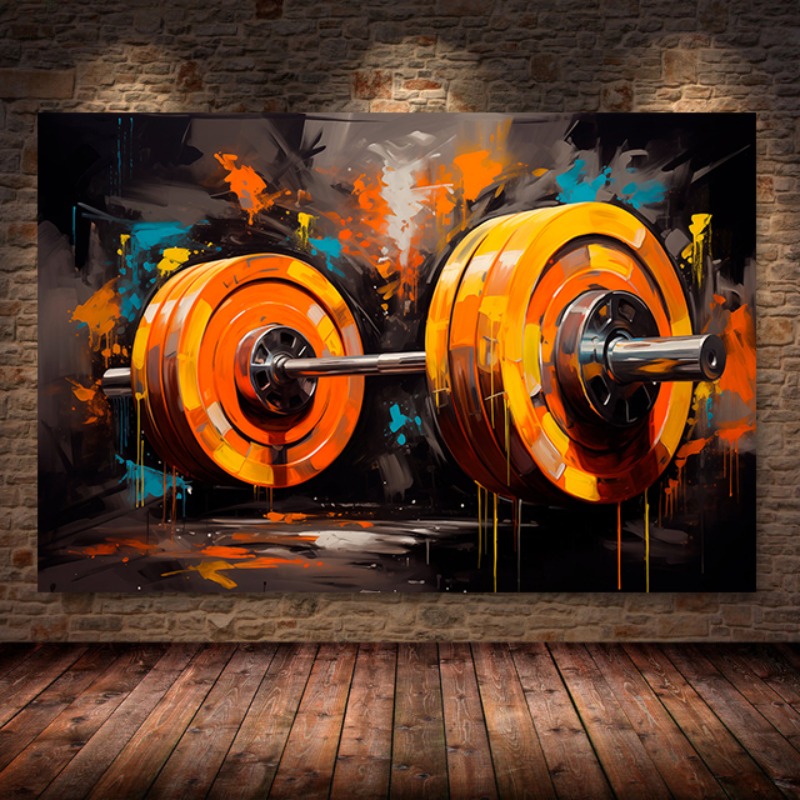 Graffiti Barbell Canvas Painti - Sports Equipment Poster review and price