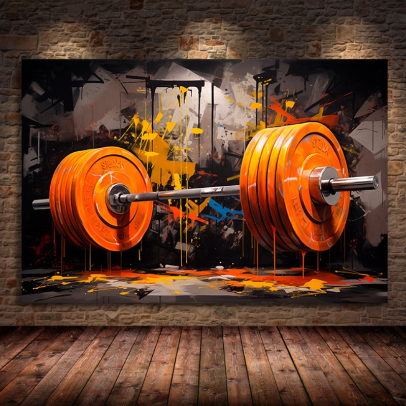 Graffiti Barbell Canvas Painti - Sports Equipment Poster review and price